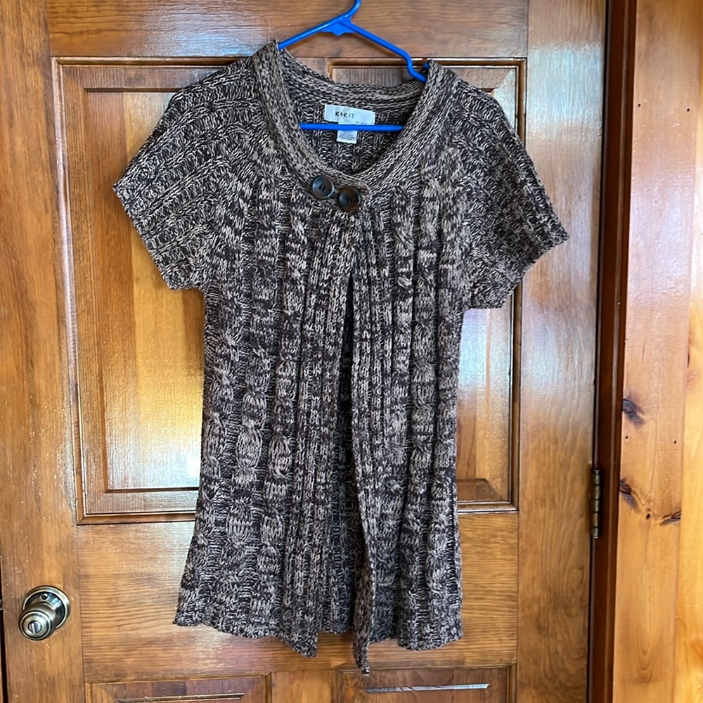 KikIt Top Button Short Sleeve Cardigan Size Small